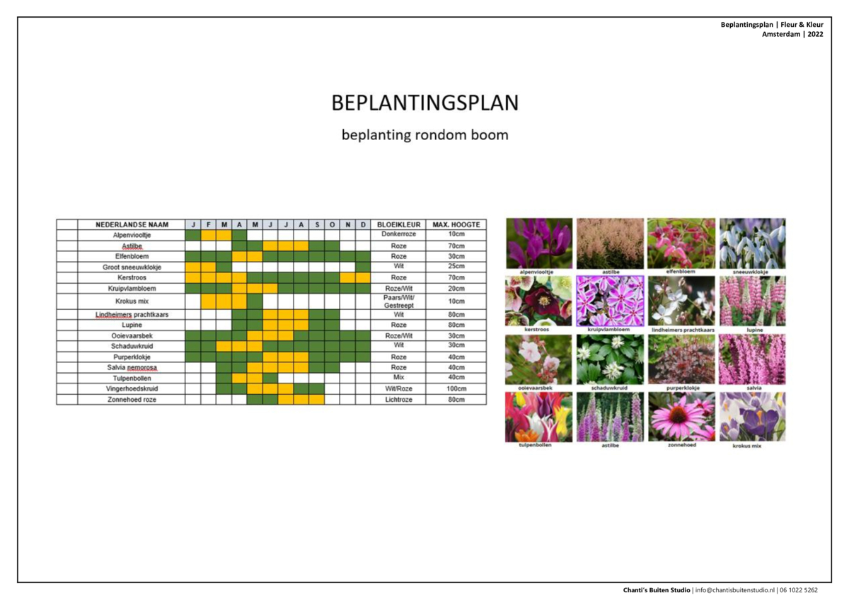 beplantingslijst met soorten en aantallen