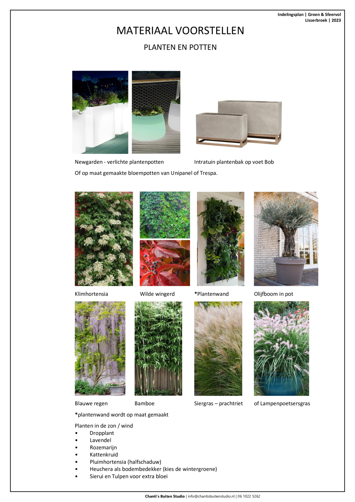 materialen en plant voorstellen